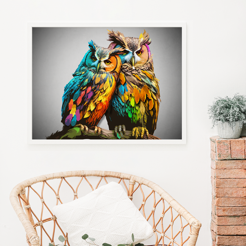 Custom wooden frame wall art owl love