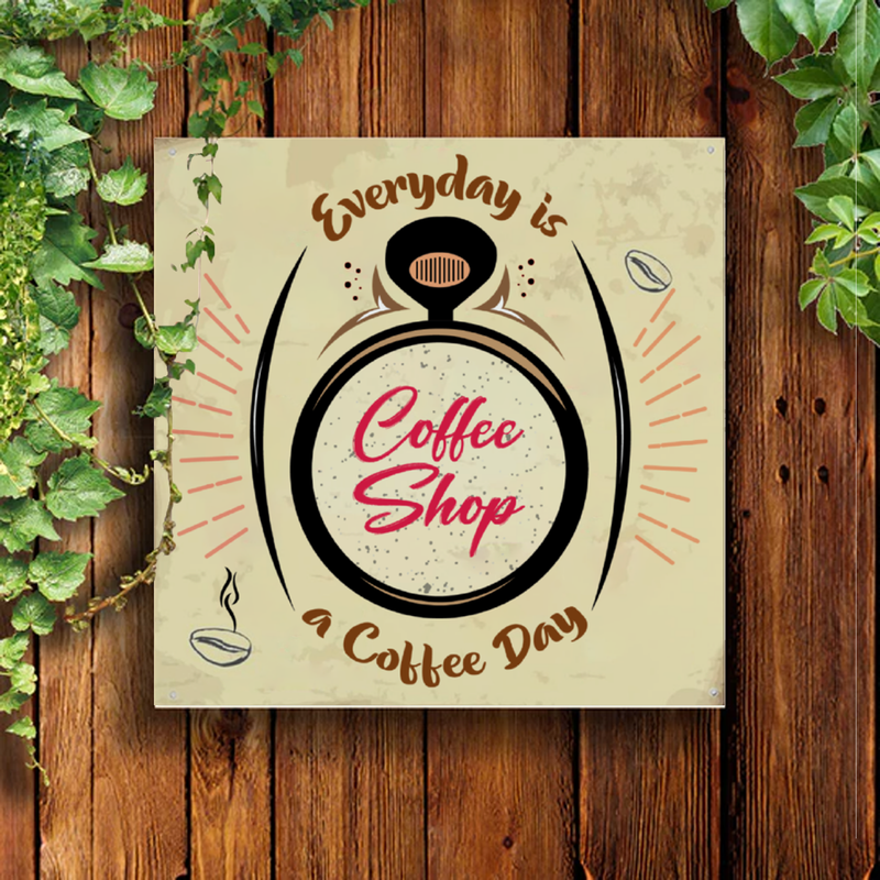 Custom welcome aluminum sign for coffee shop