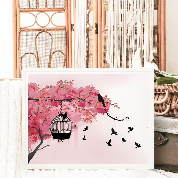 Explore Lover's Cage Bird Leaving Canvas Wall Art