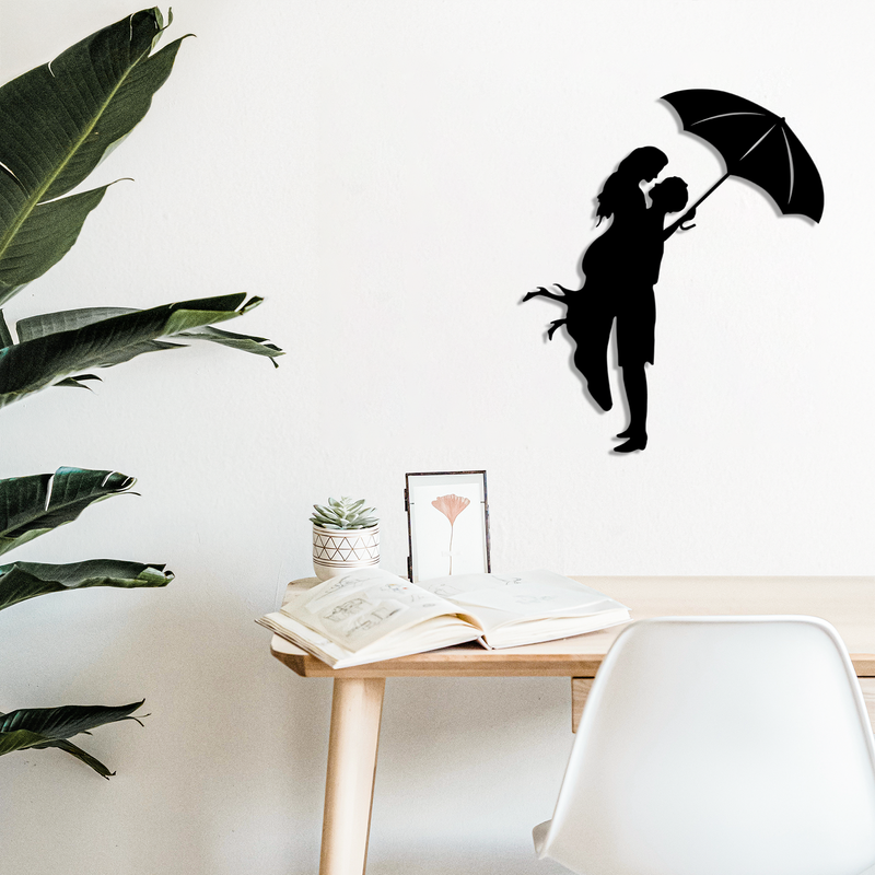 Create a cozy atmosphere with our Couple Under Umbrella Sign.