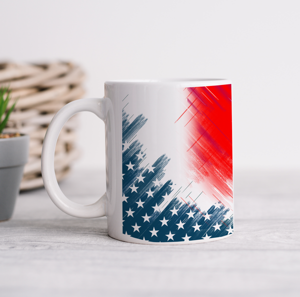 Elegant white coffee mugs with US Flag print