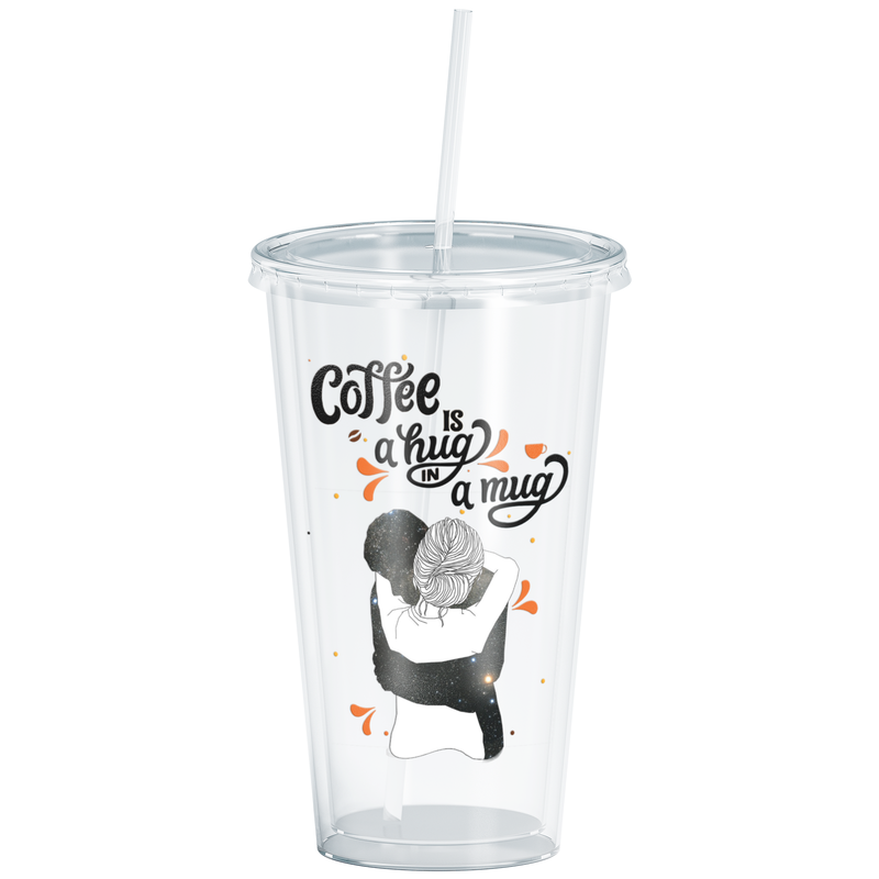 Beverage Container with Lid and Reusable Straw