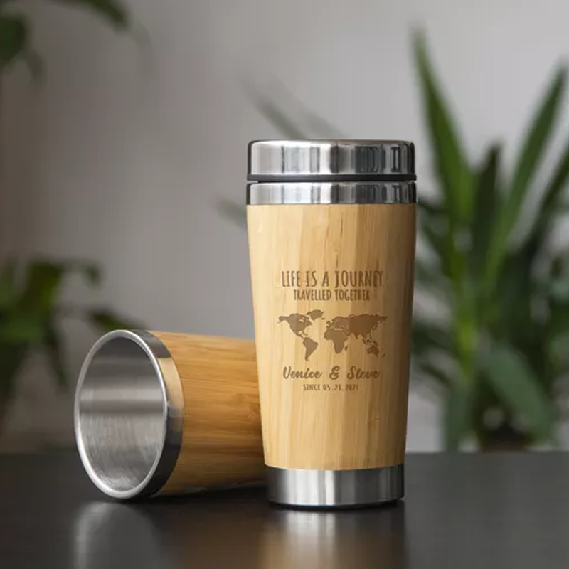Eco-friendly bamboo wood and stainless steel mug