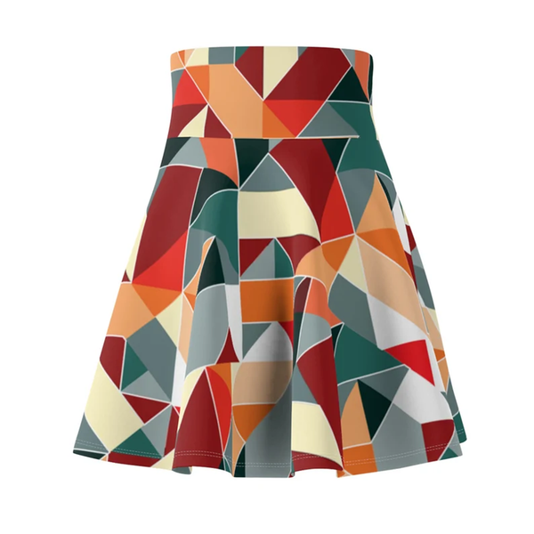 Embrace your artistic side with Multicolor Abstract Design Mini Skater Skirt.