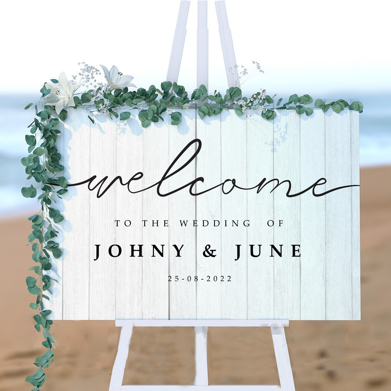 Customized date and name wedding welcome signs