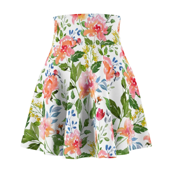 Embrace timeless beauty with our Cream Elegant Flower Print Mini Skater Skirt.