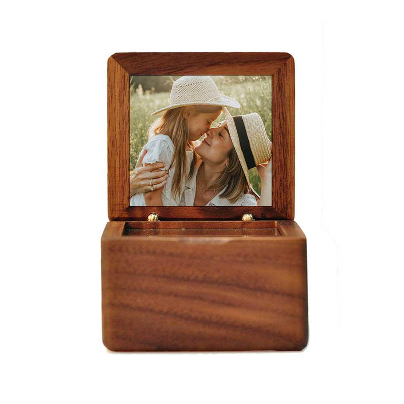 A sentimental gift with a melody: Wood Music Box with custom images.