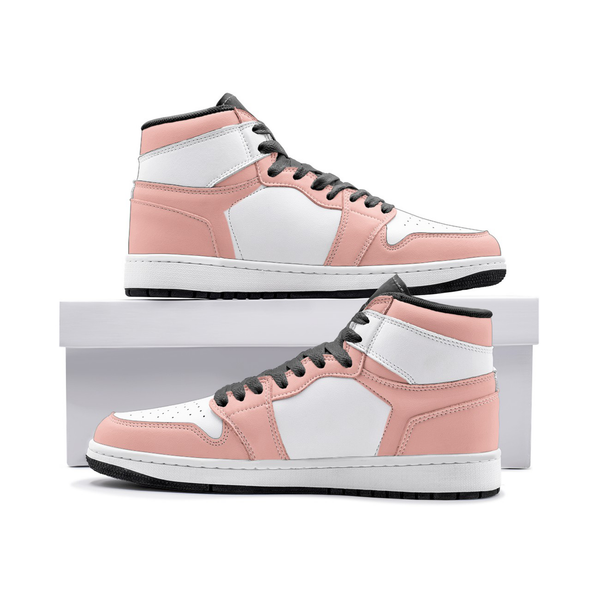 Versatile peach color sneakers for any season.