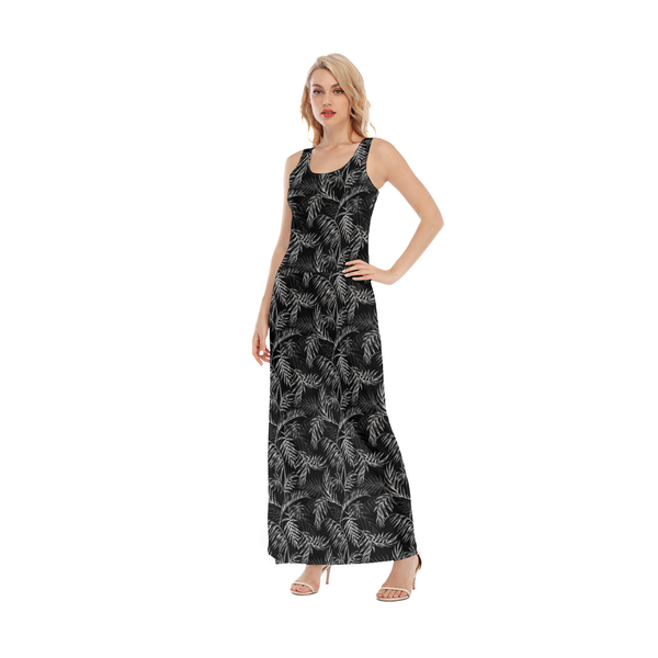 Make a statement with this chic All-Over Black Print Vest Dress, perfect for any occasion.
