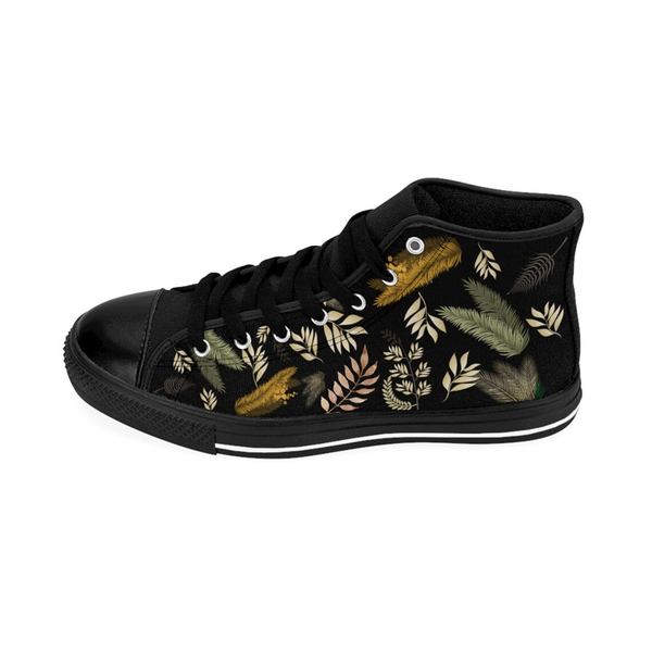 High Top Women Canvas Shoes-Leaves Pattern