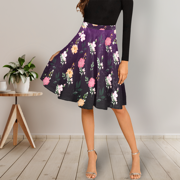 Flower power meets chic sophistication in this black skirt.