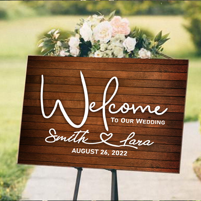 Custom name and date wood wedding signs