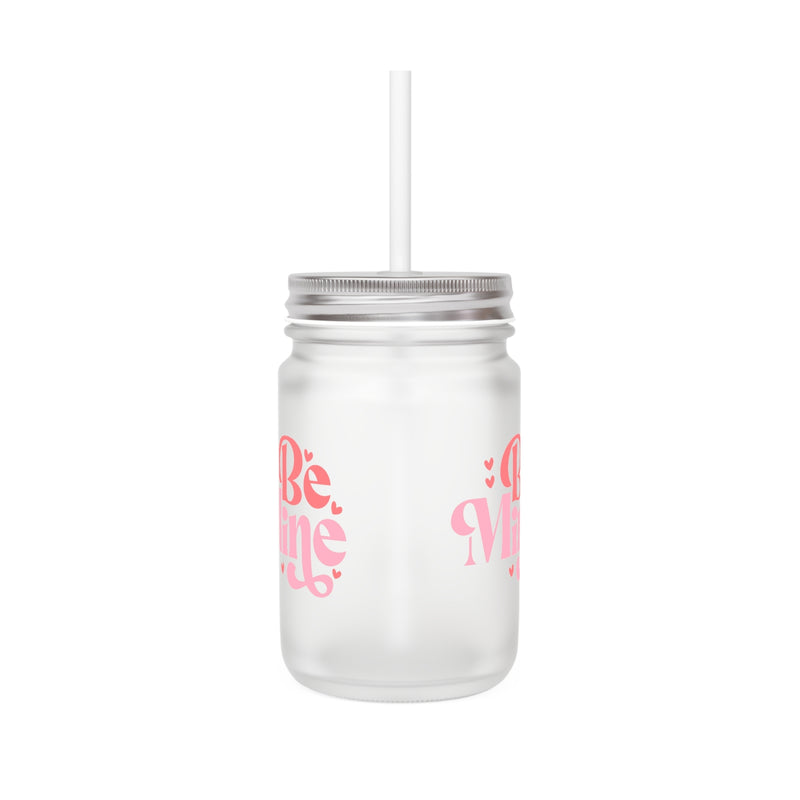 Stylish glass jar with lid and straw for special moments