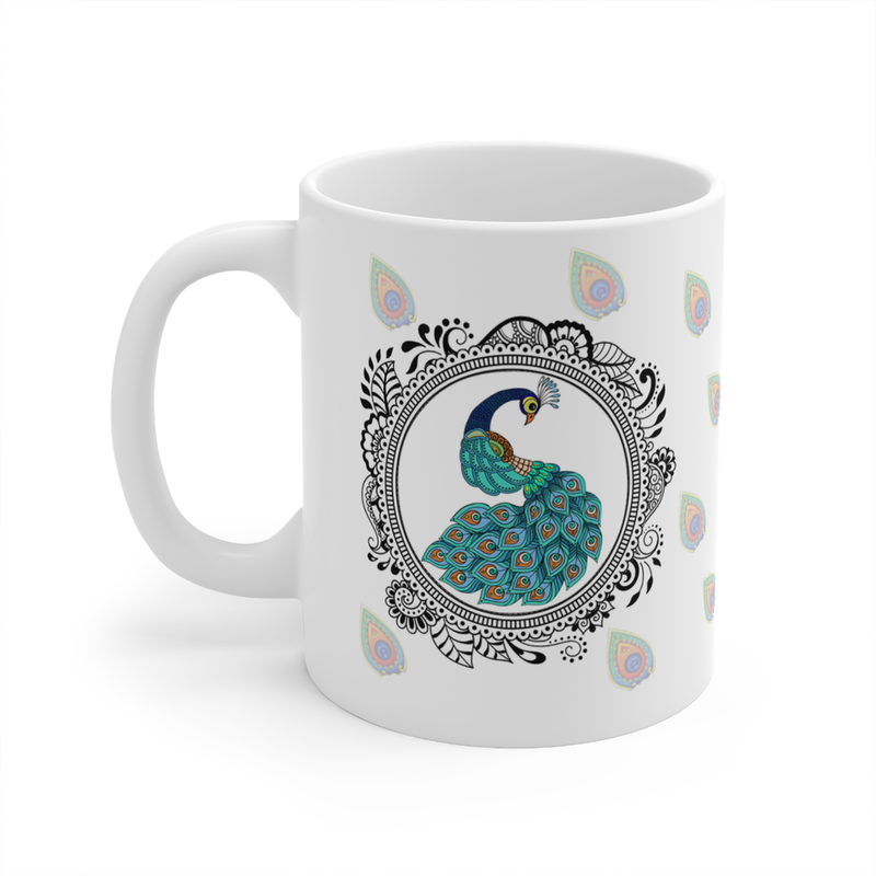 Enjoy your morning ritual with this elegant printed ceramic mug