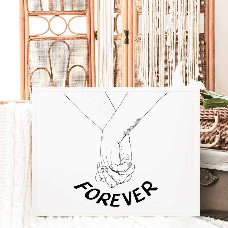 Discover Forever Expressing Love Line Sketch Wall Art