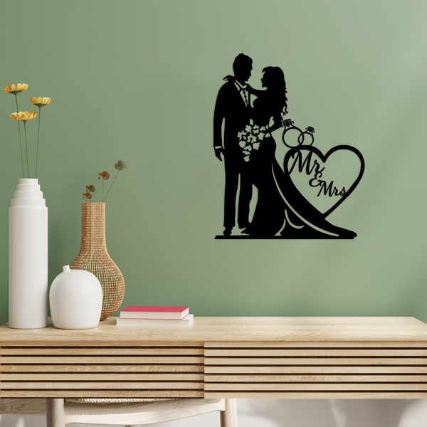 A symbol of enduring love: Mr. and Mrs. Metal Wall Art.