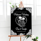 Eerie elegance wedding sign board design