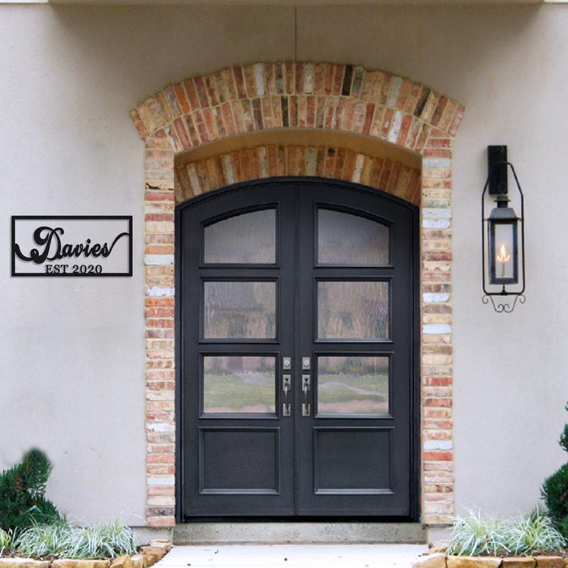 Make a statement with personalized door signs that welcome in elegance.