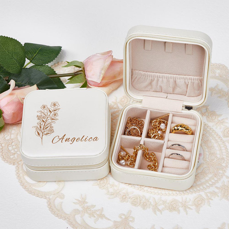 Elevate travel style with our Mini Personalized Jewelry Box.