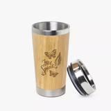 Stay stylish on the go with bamboo body coffee mug