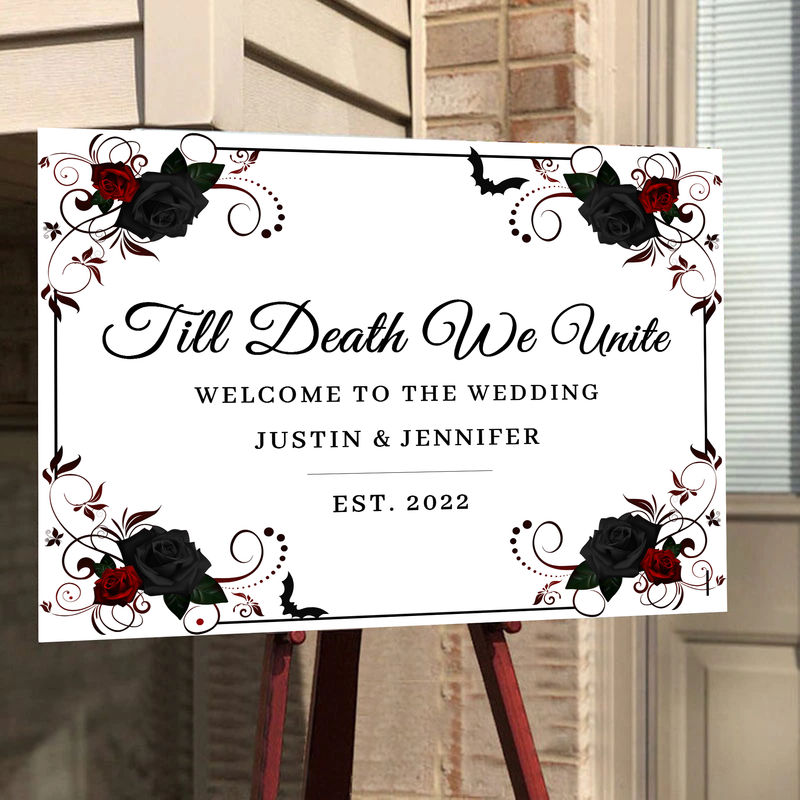 Fashion Behold's stylish wedding welcome sign with floral elegance