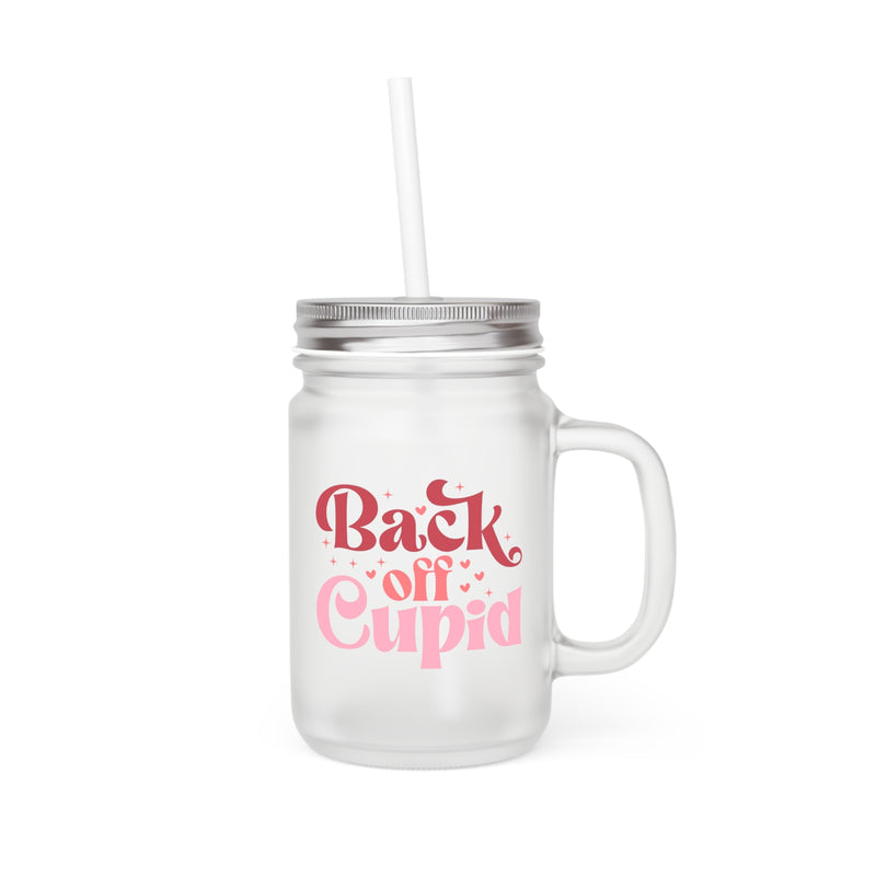 Coffee and tea jar with "Back Off Cupid" design