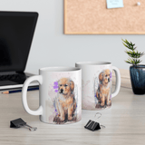 Savor your favorite beverage in charming white ceramic mugs adorned with dog art