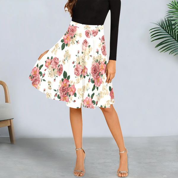Flower Pattern Midi Skirt