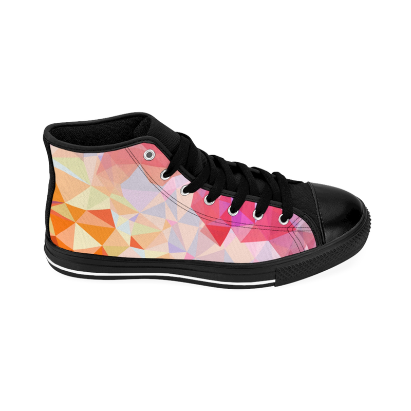High Top Women Canvas Shoes Abstract Triangle Pattern