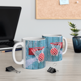 Handcrafted ceramic mugs with basketball prints